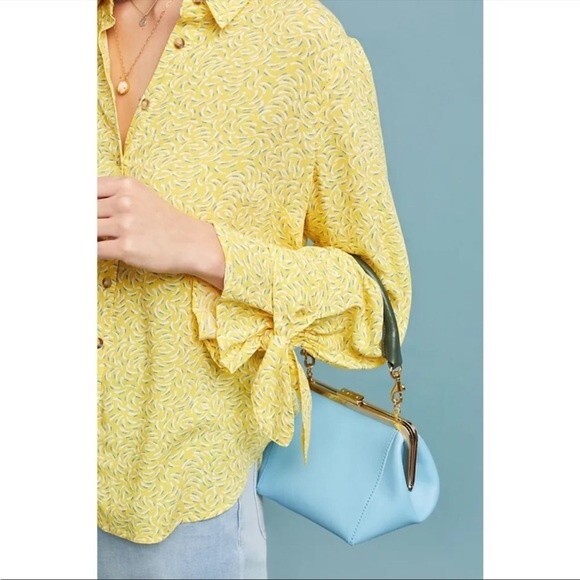 Anthropologie Maeve Blithe Button Down Blouse in Yellow 0 NWOT - Picture 9 of 10